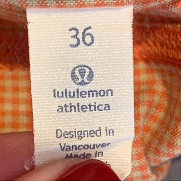 Lululemon Mens Commission Golf Shorts Size 36 Orange Check Print Color - Picture 7 of 9